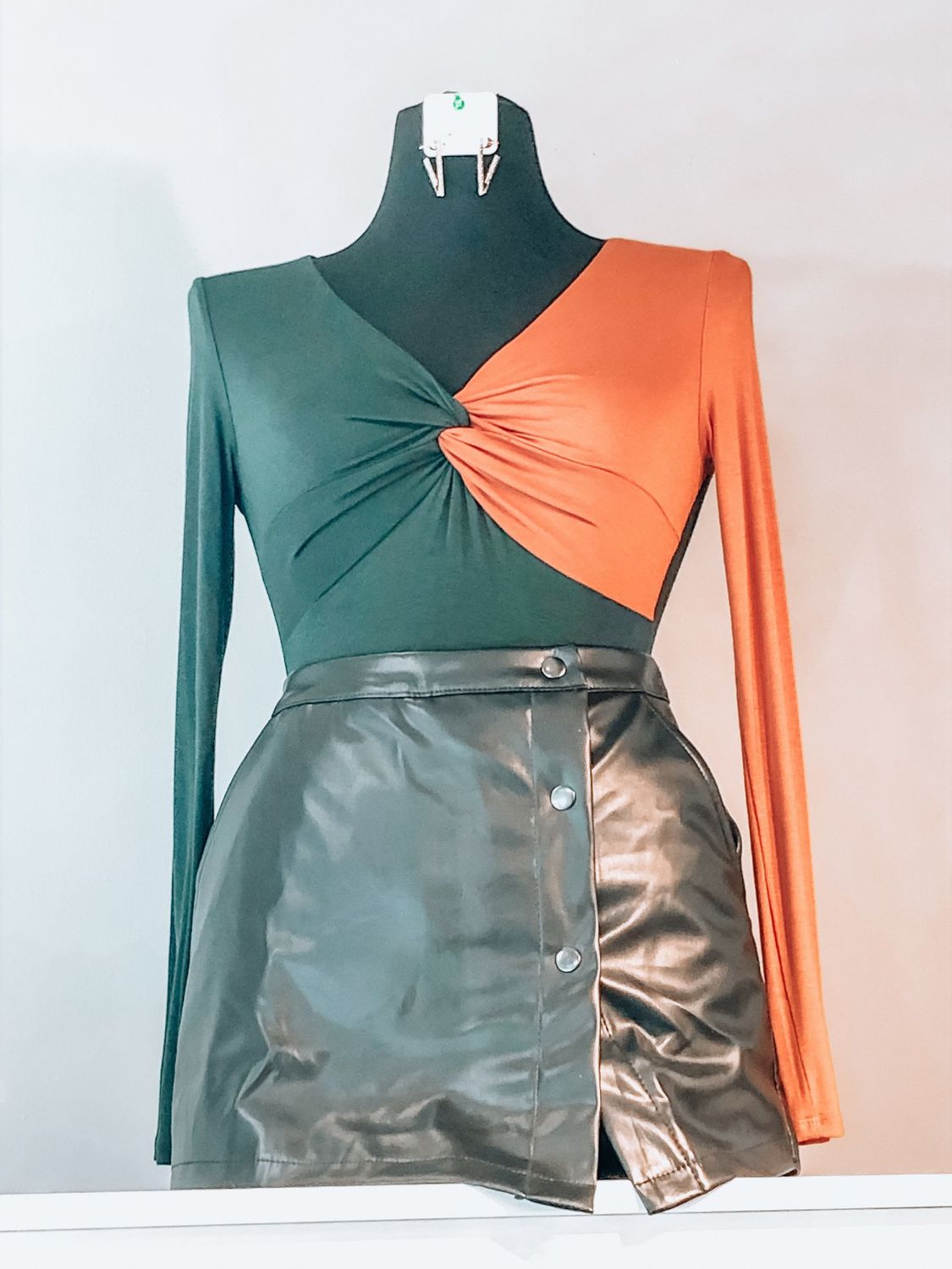 Two Tone Bodysuit- Rust