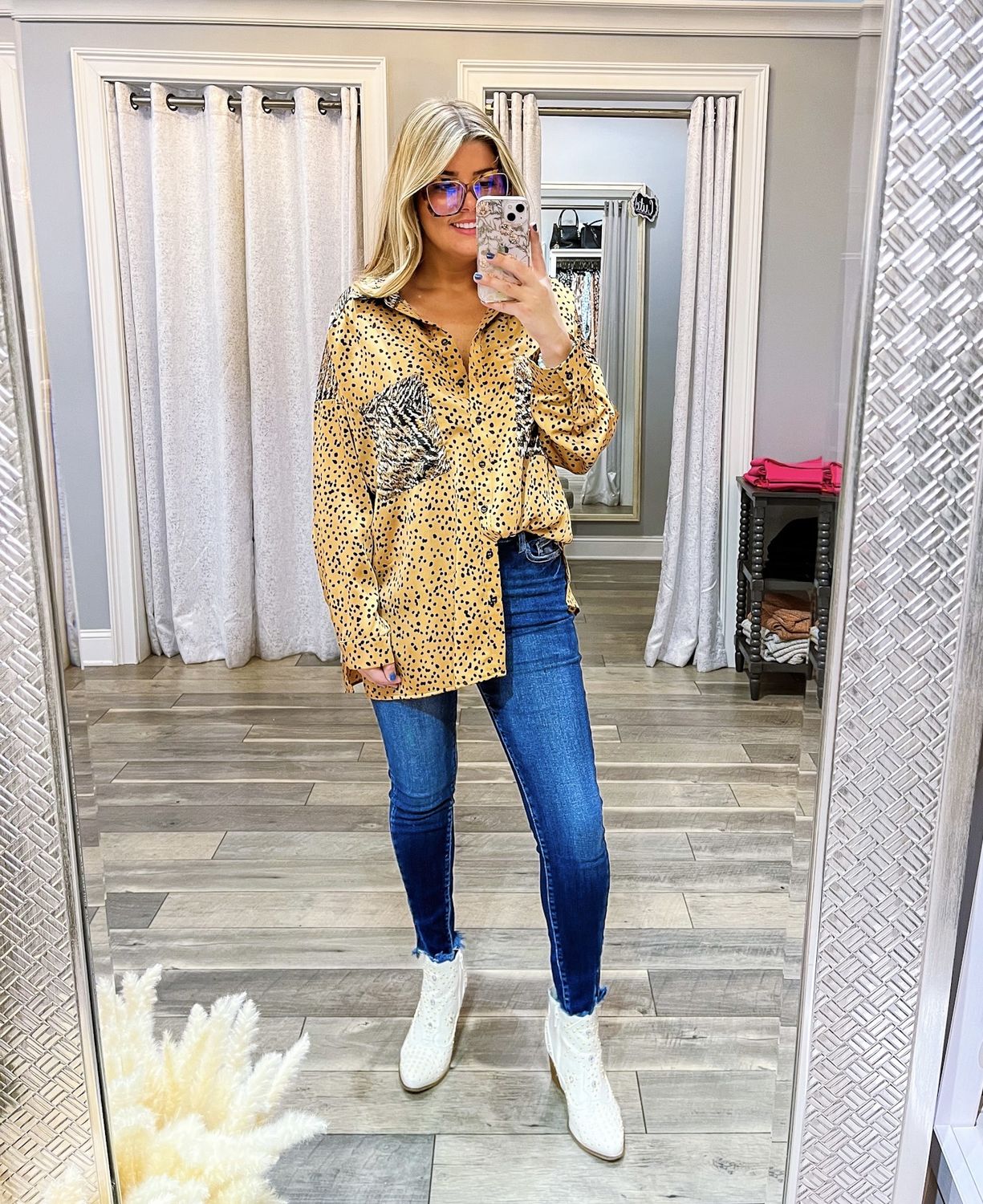 Leopard Pocket Spotted Button Down