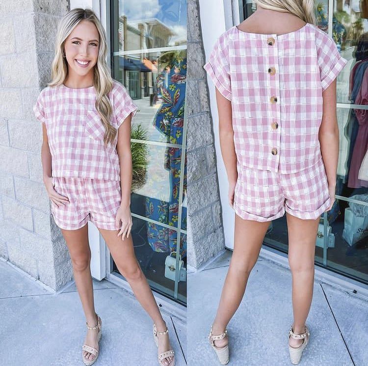 Cropped Gingham Top - Pink