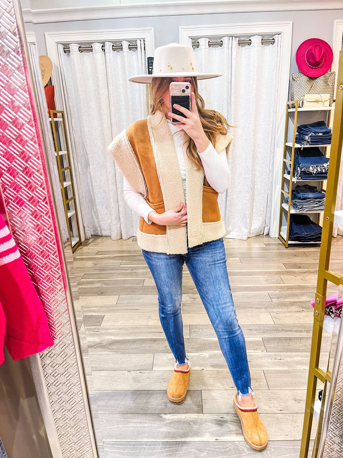 Sherpa Lined Faux Suede Vest - Camel