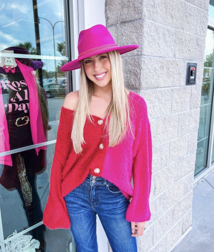 Color Block Button Down Cardigan
