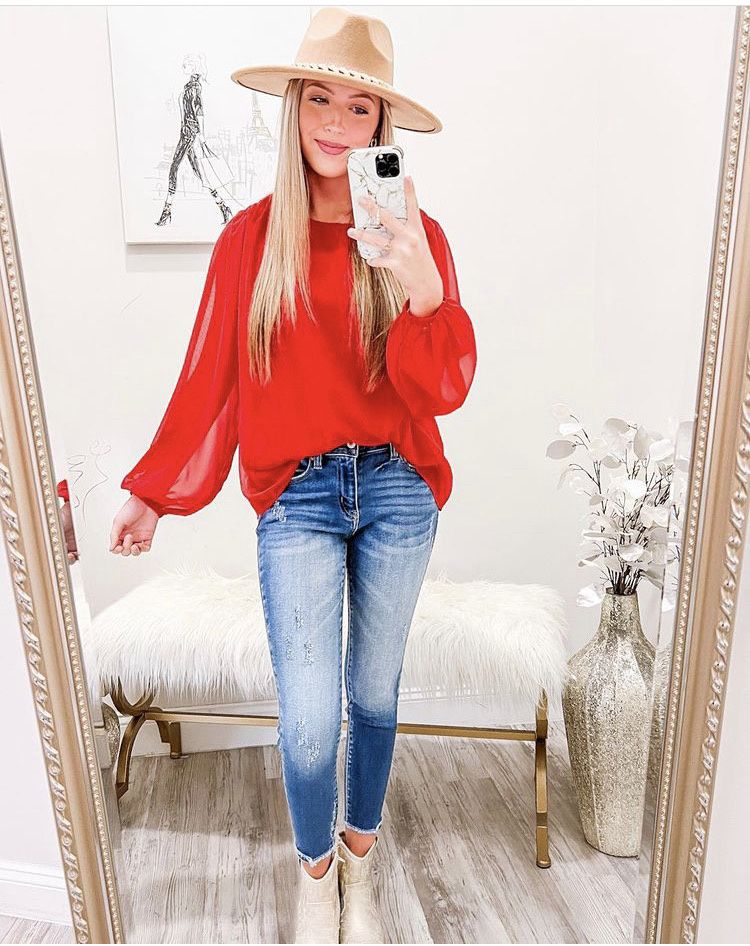 Sheer Bubble Sleeves Top