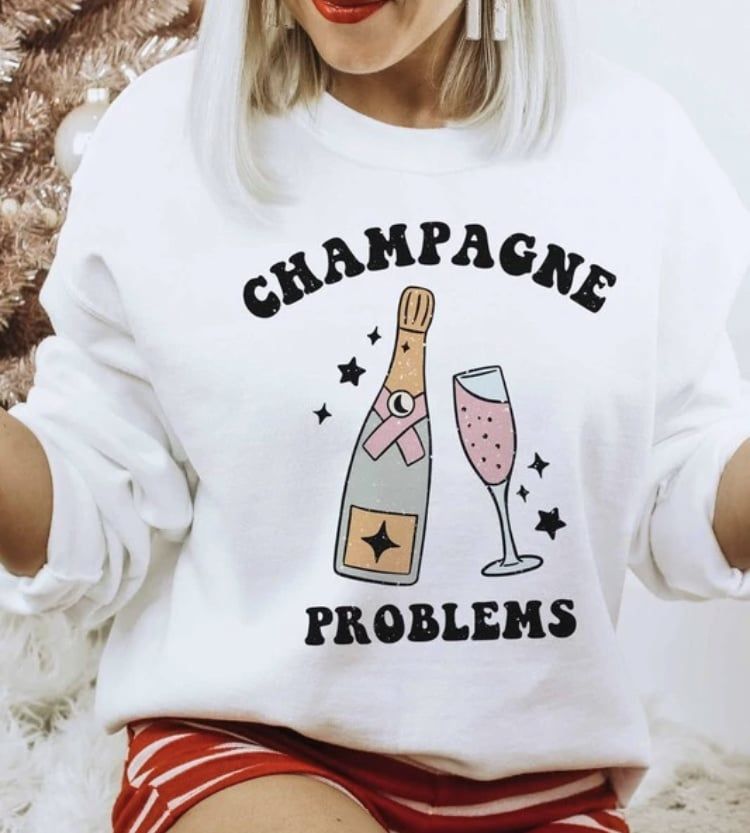 Champagne Problems Sweatshirt - White