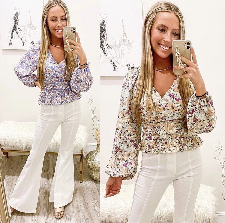 Ruched Waist Floral Top