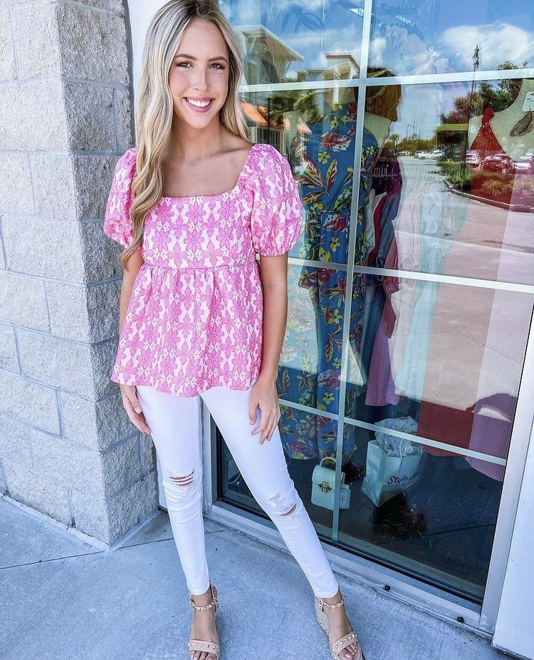Floral Jacquard Top