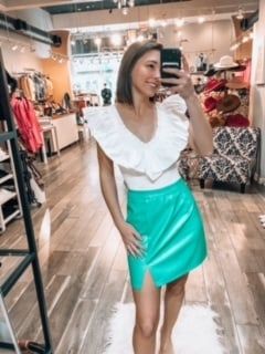 Slit Detail Pleather Skirt