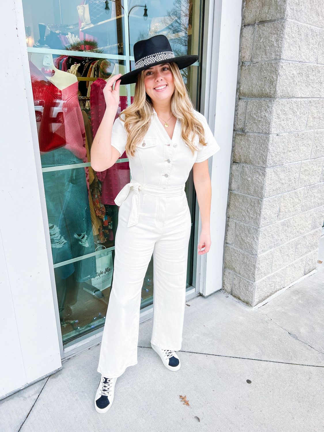 Utility Denim Jumpsuit - Ivory