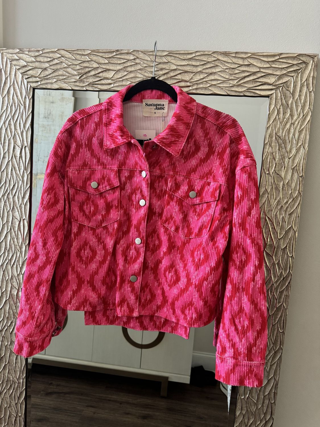 Aztec Corduroy Jacket - Hot Pink