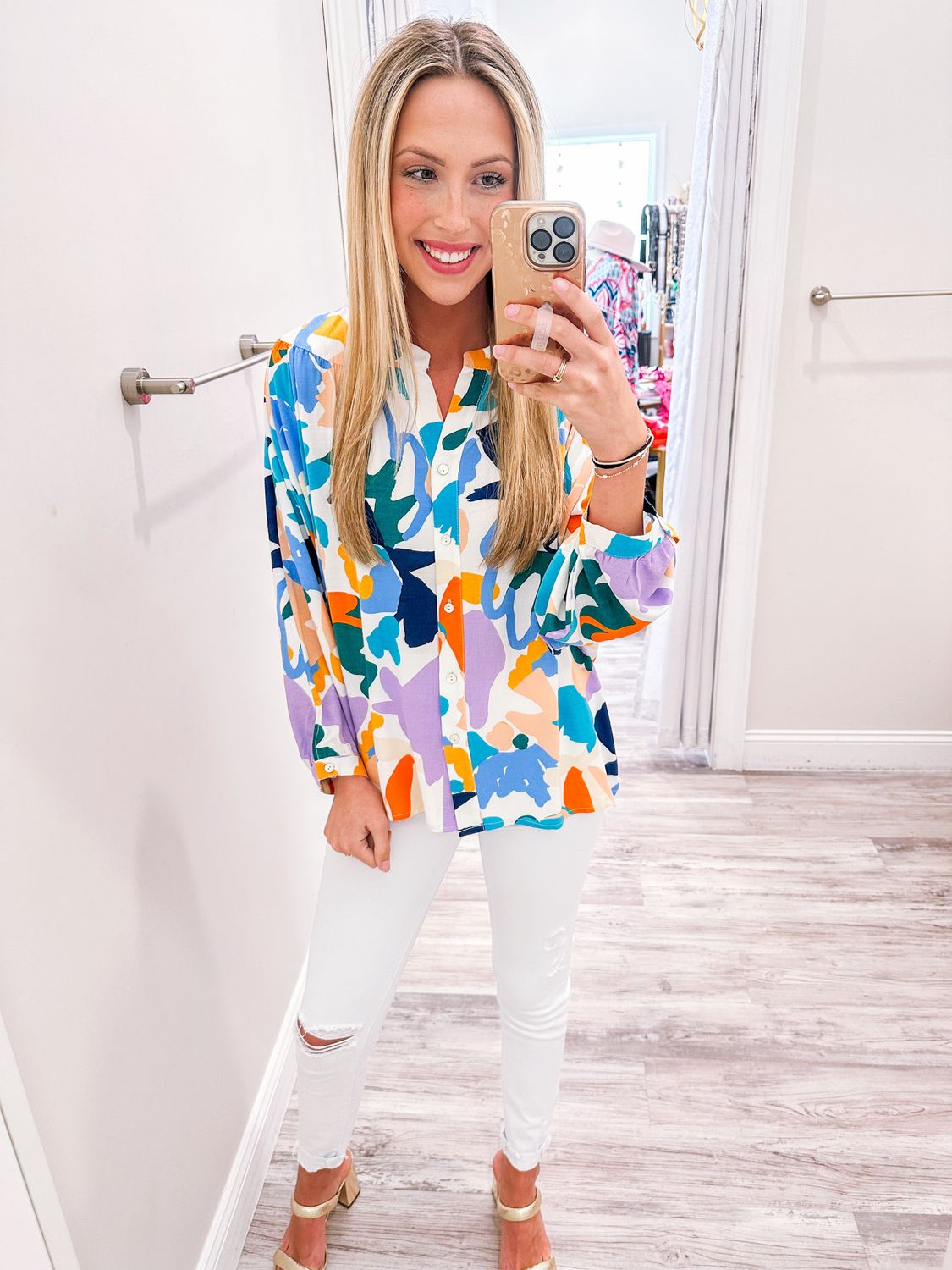 Abstract Button Down Shirt - Blue