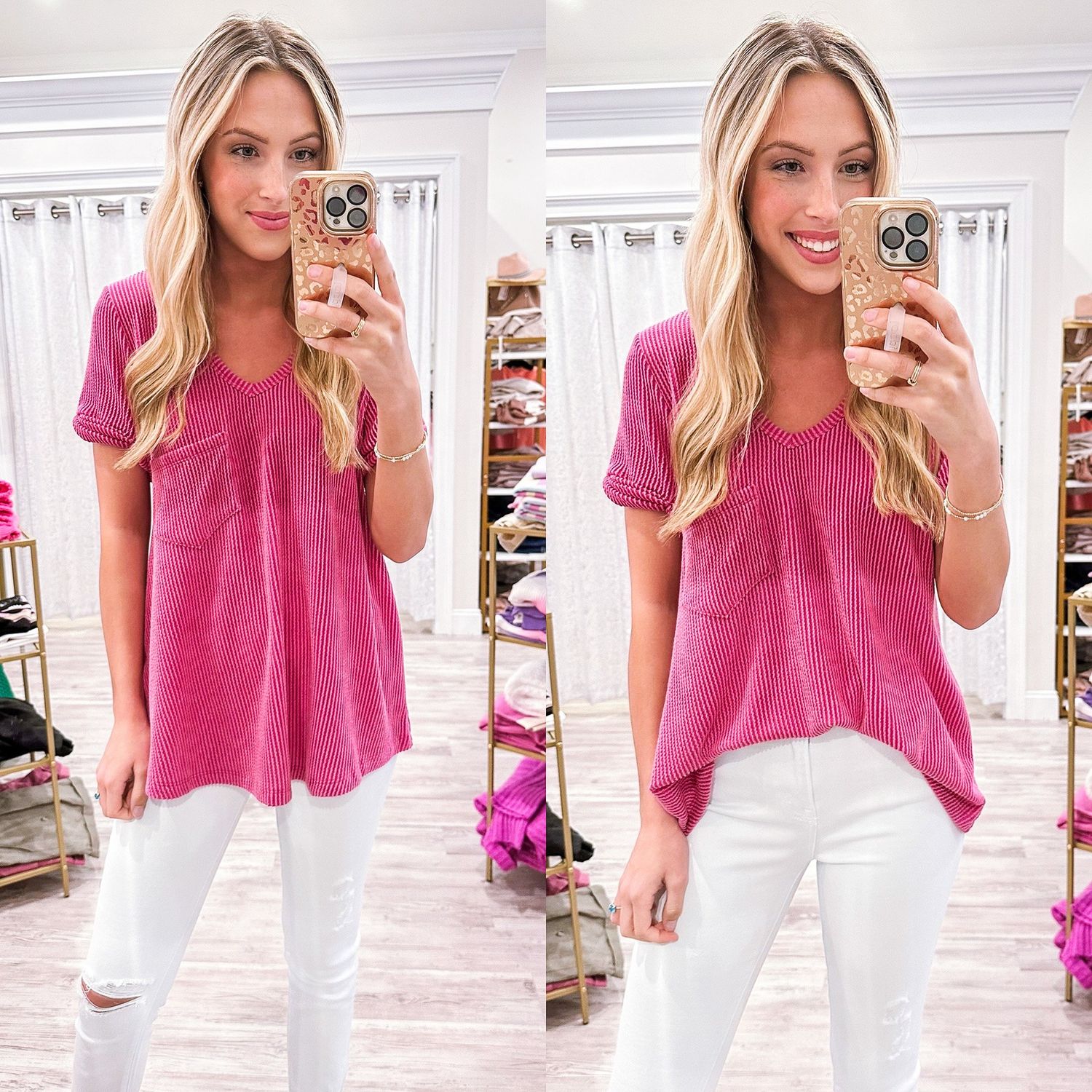 Textured Pocket Tee - Orchid
