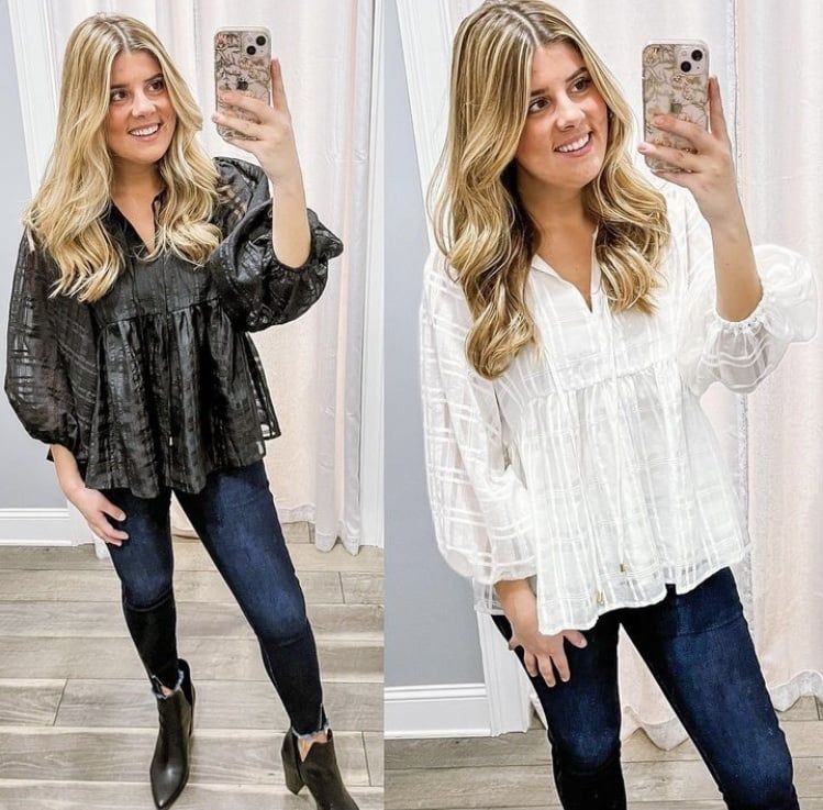 Waffle Print Tie Detail Top