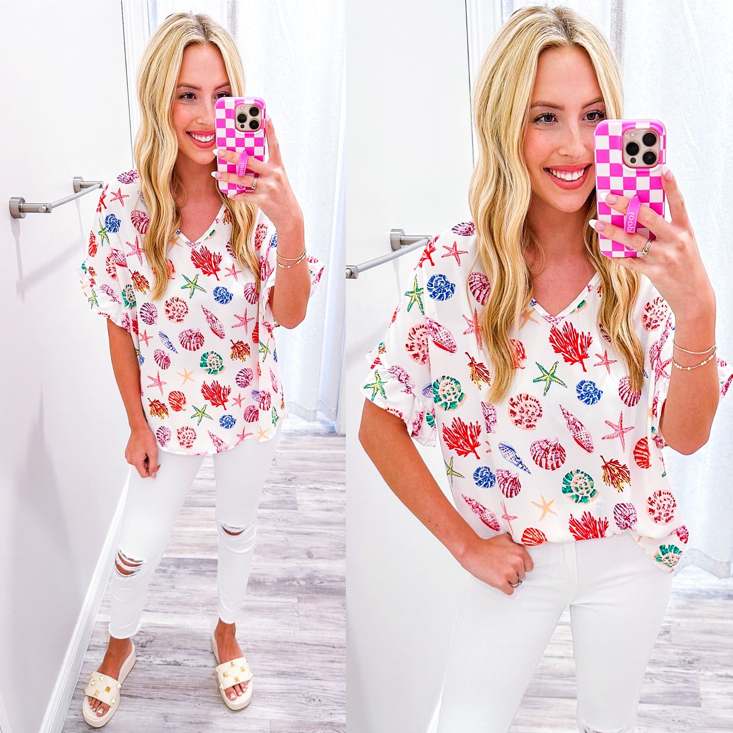 Seashells and Starfish Top - Ivory