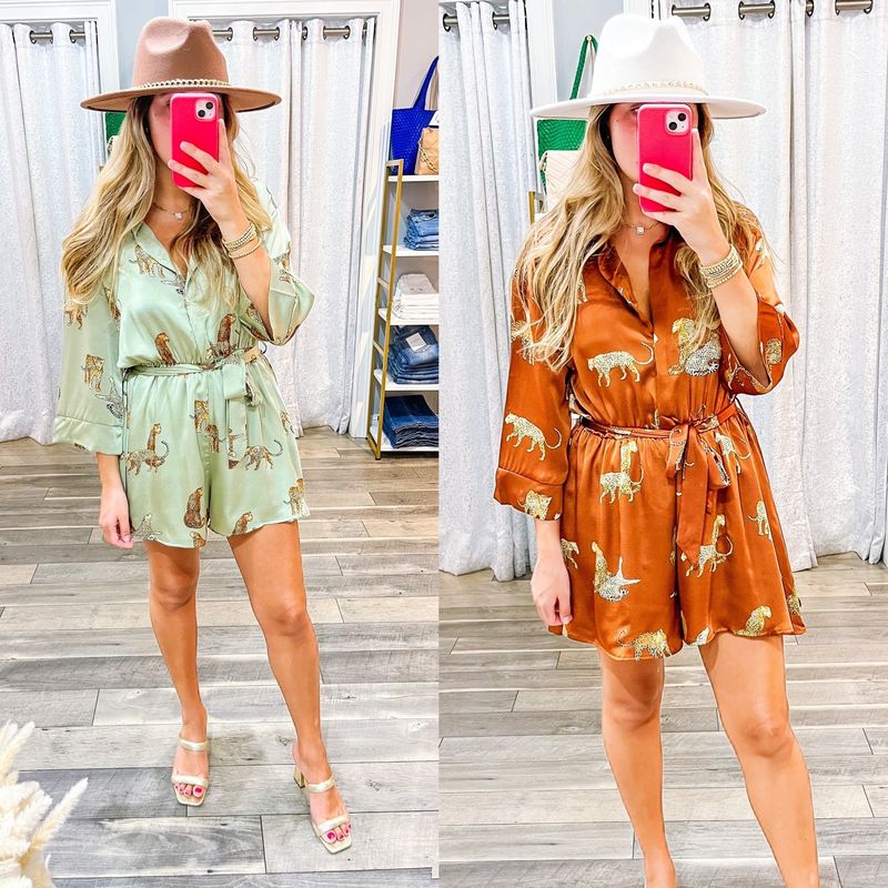 Cheetahs Satin Button Down Romper