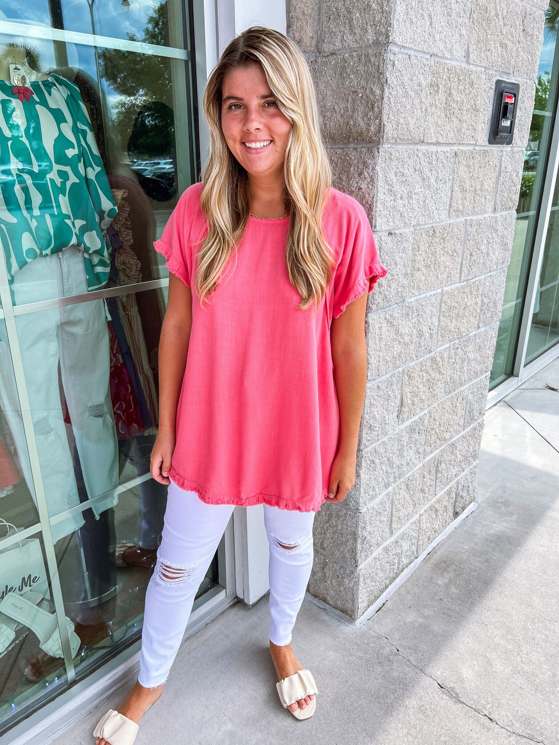 Frayed Hem Linen Top