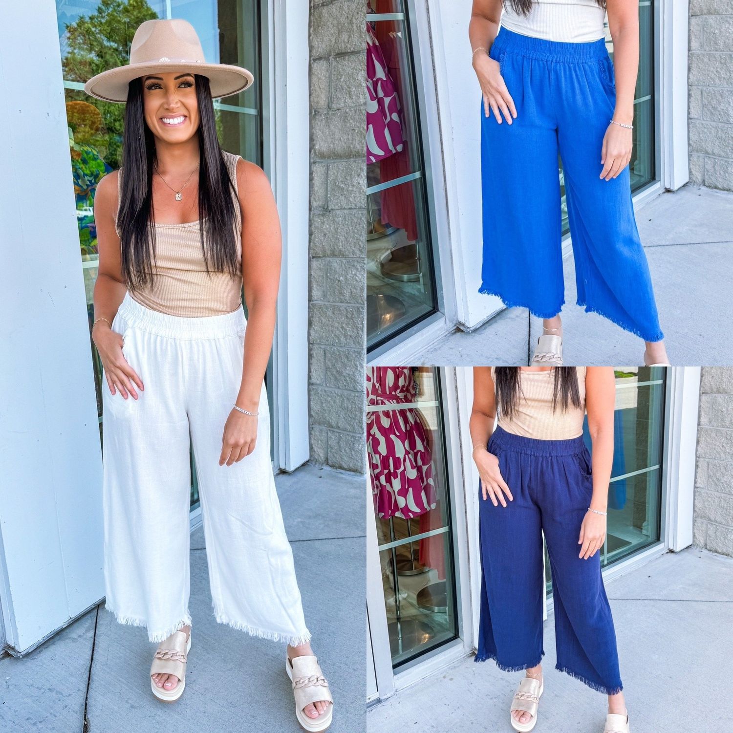 Frayed Hem Linen Pants