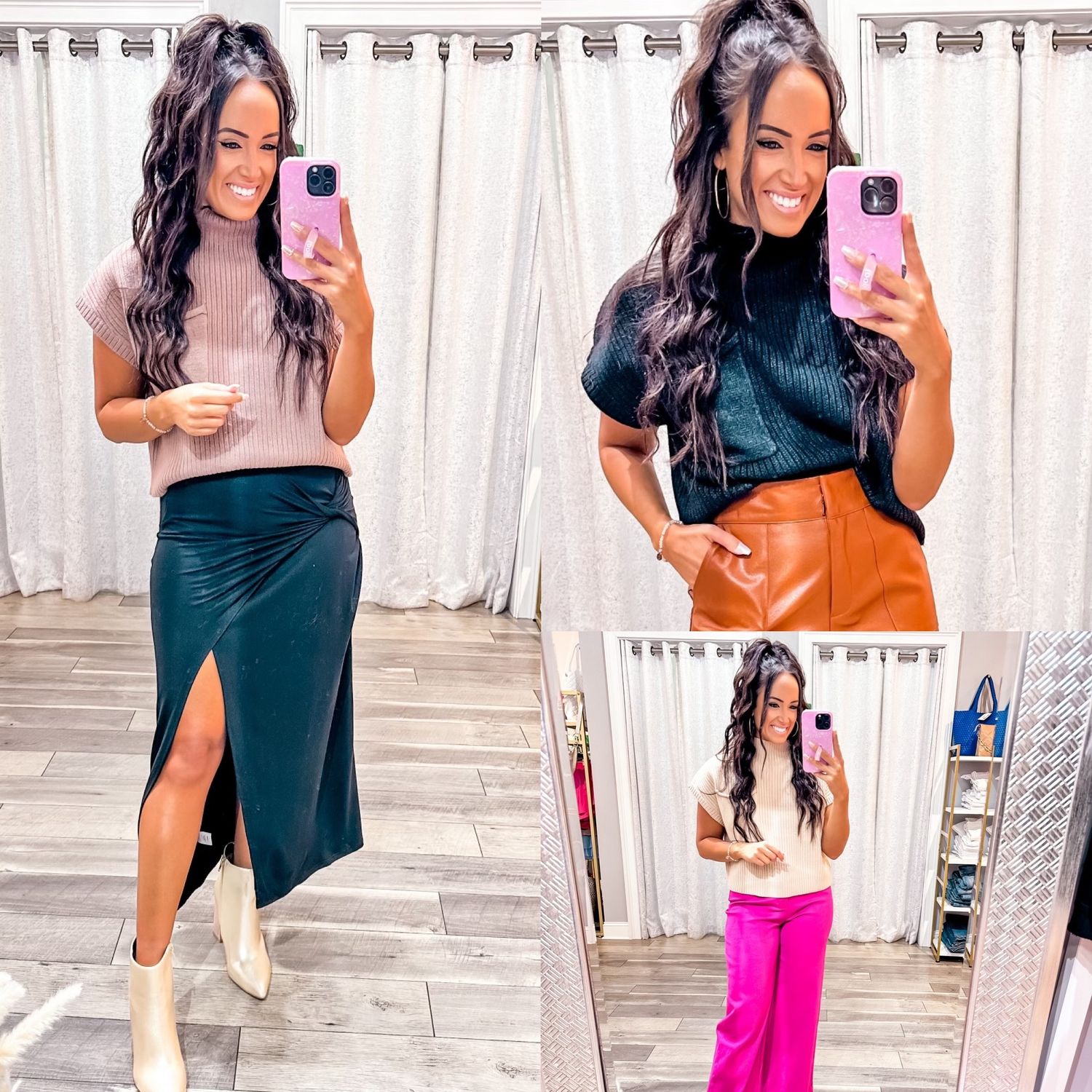Cropped Mock Neck Sleeveless Sweater