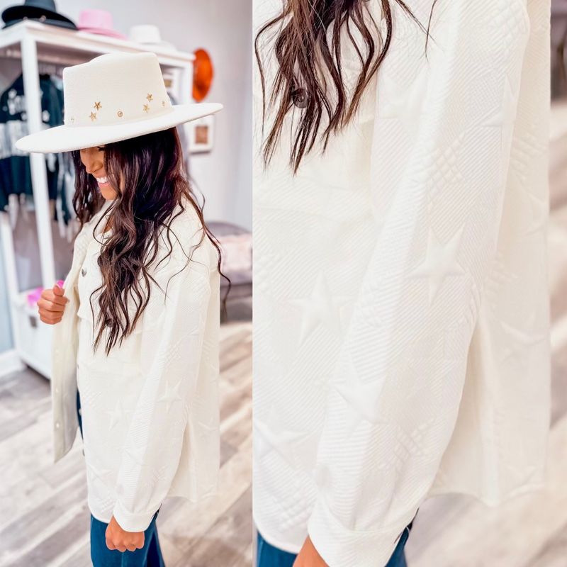 Star Textured Shacket - Off White