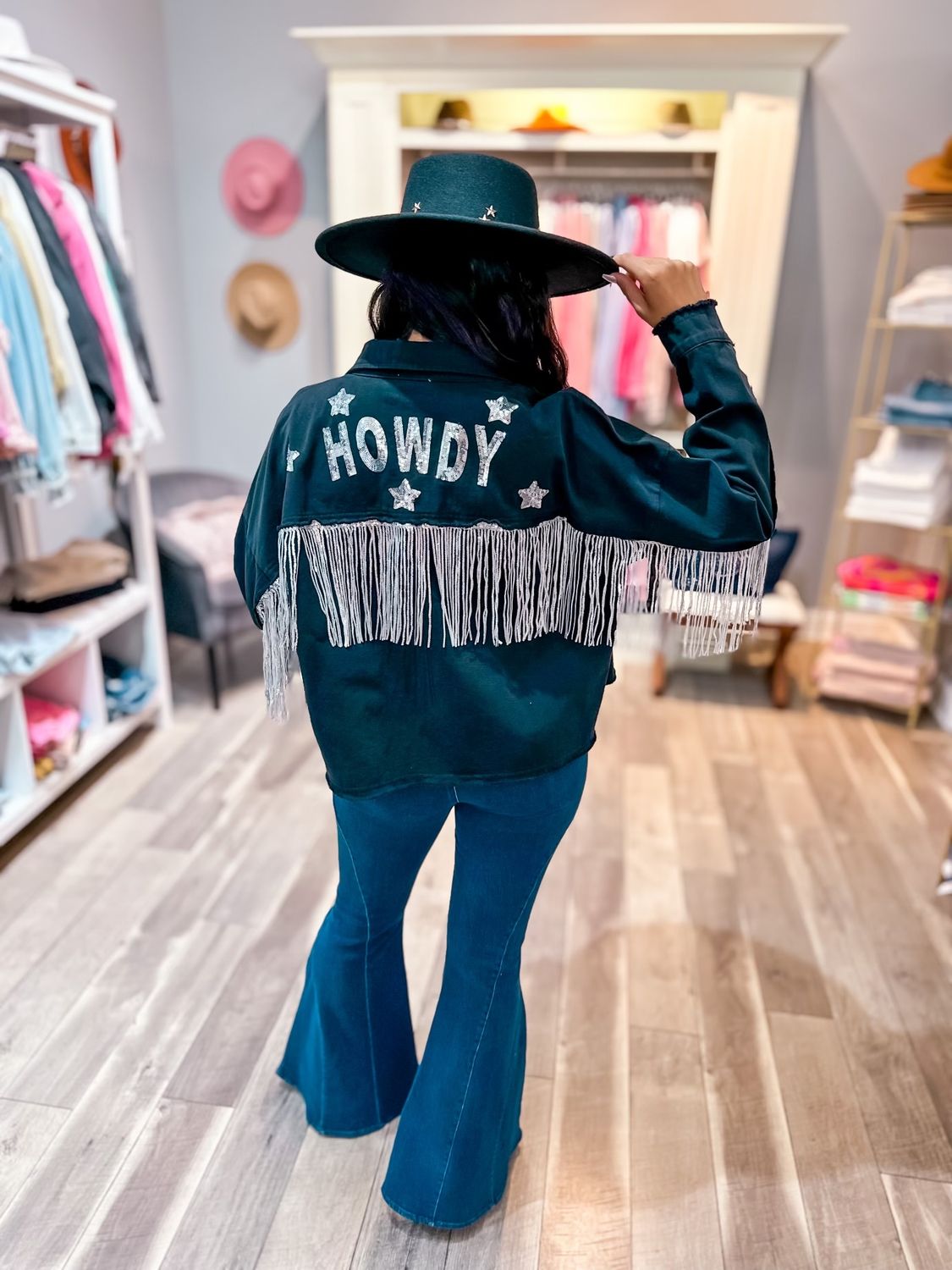 Howdy Fringe Denim Jacket - Black
