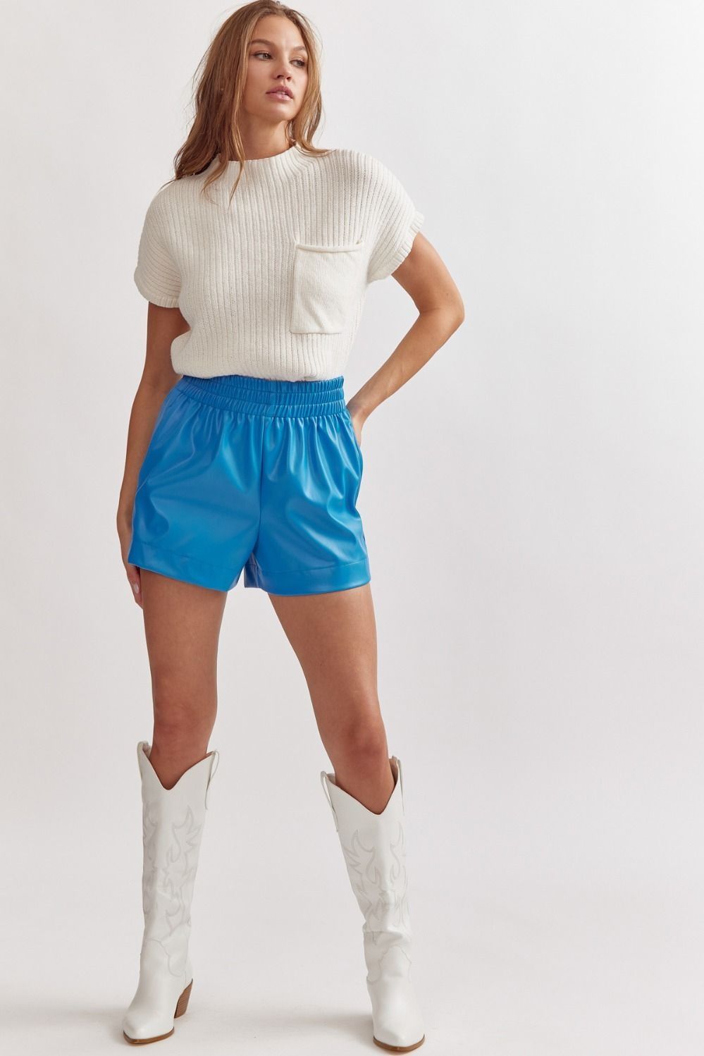 Mock Neck Pocket Sleeveless Sweater