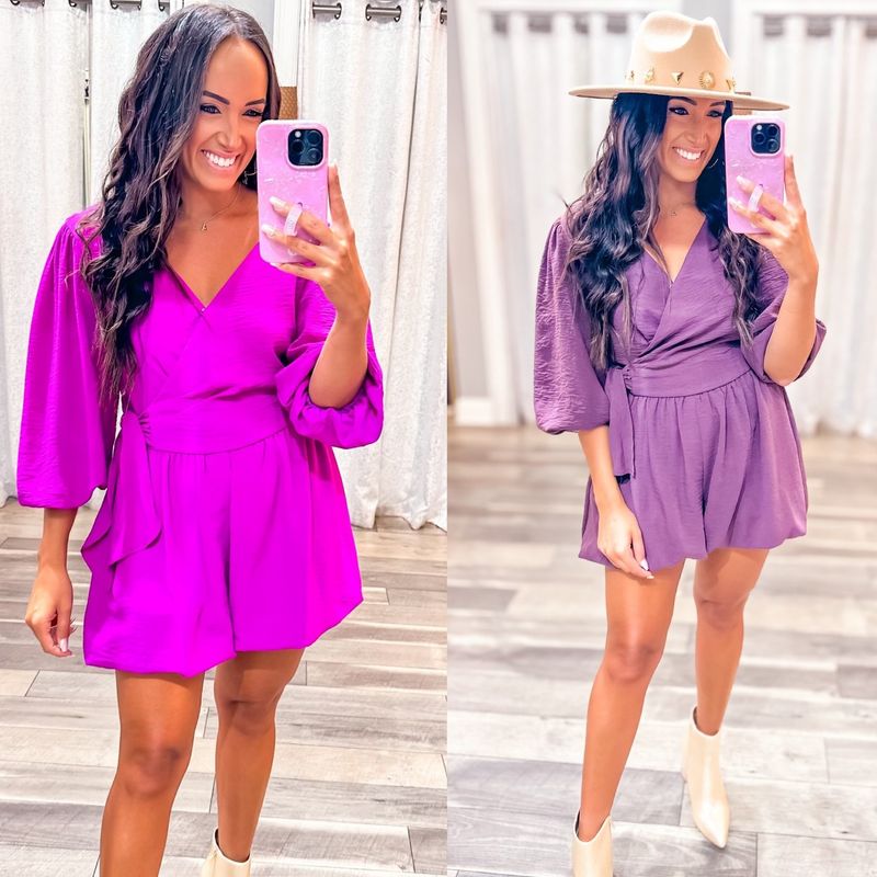 Puff Sleeves Bubble Hem Romper
