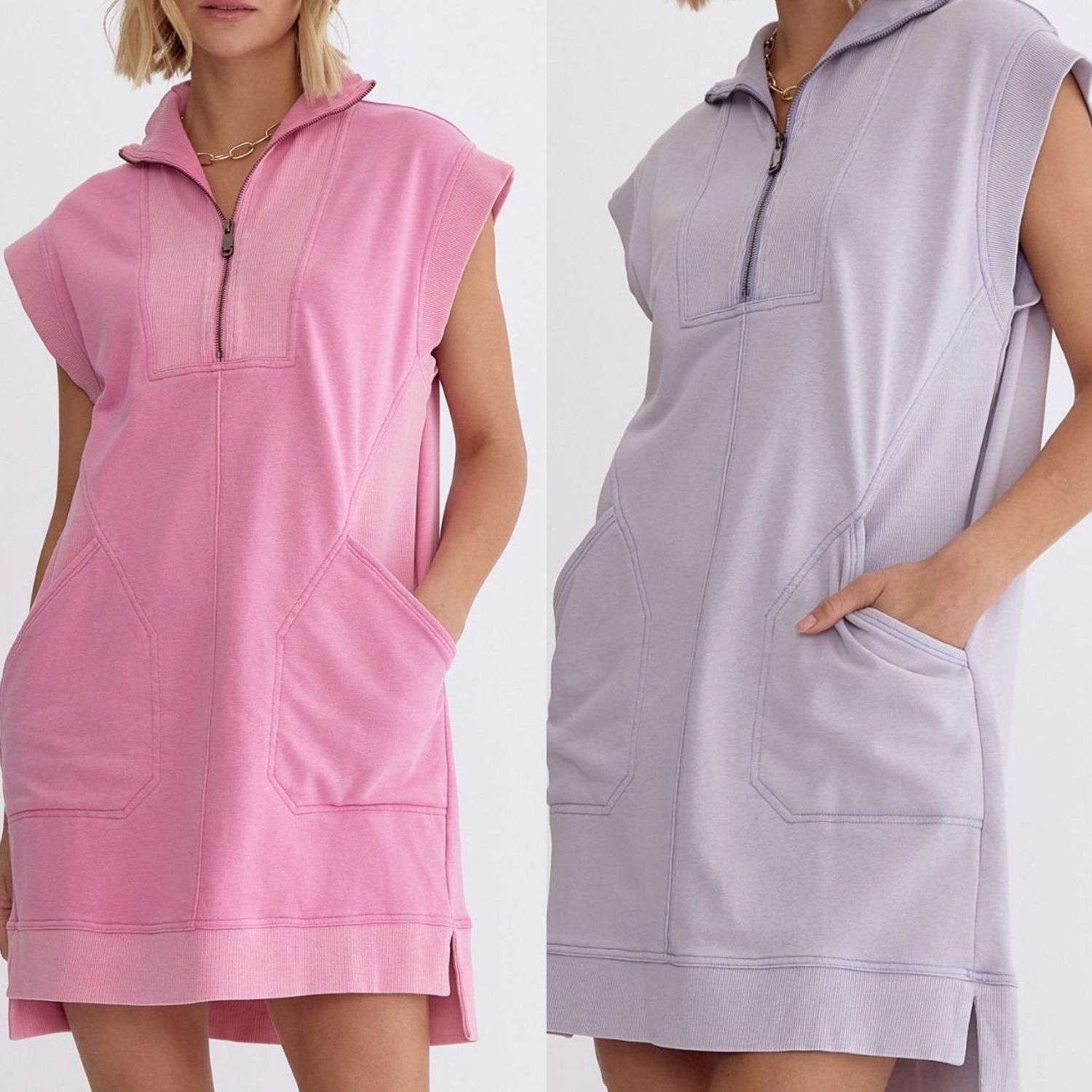 Zipper Detail Sweatshirt Dress