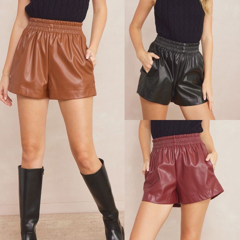 Pleather High Waist Shorts