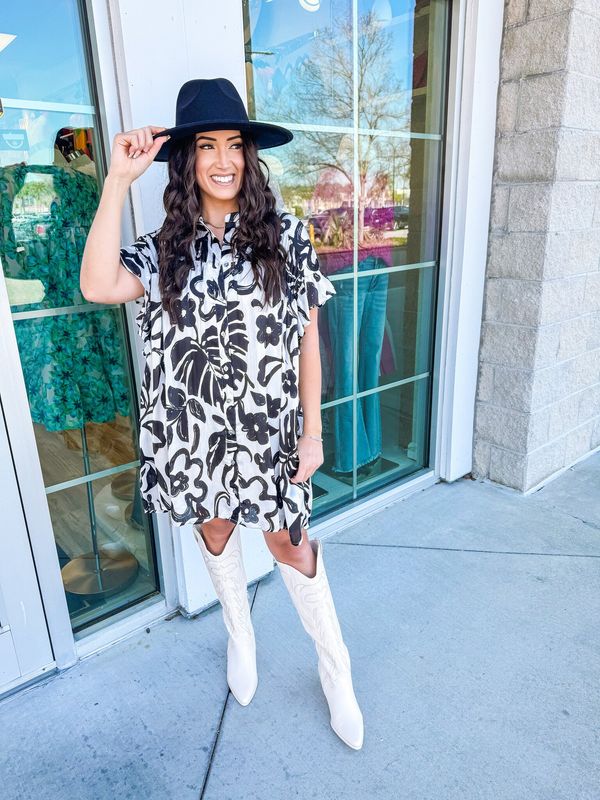 Floral Tropical Button Down Dress