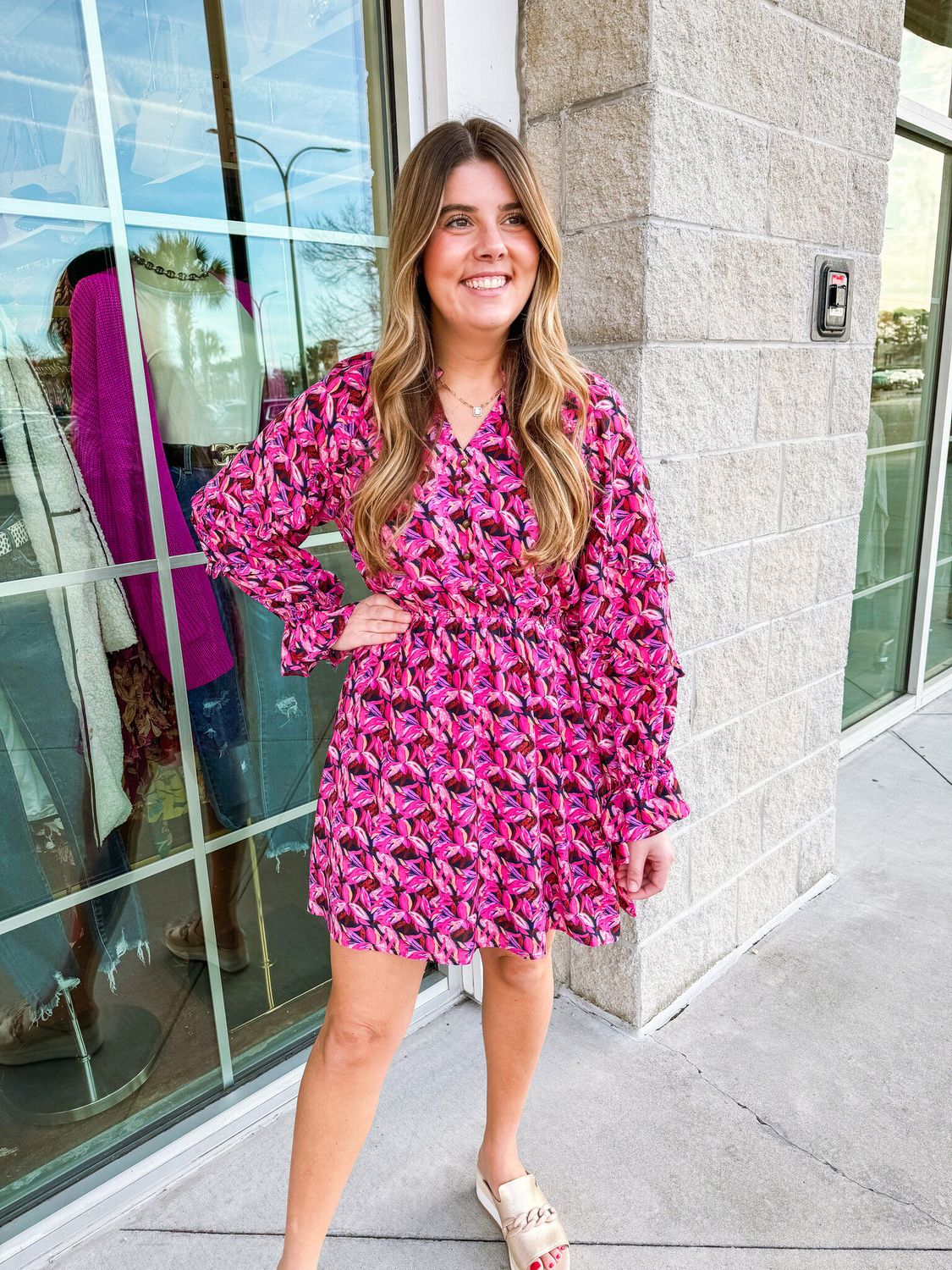Floral Button Up Dress - Orchid