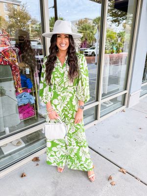 Abstract Floral Jumpsuit - Green
