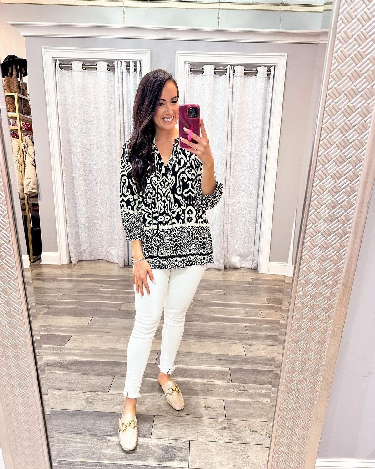Mixed Abstract Print Top - Black