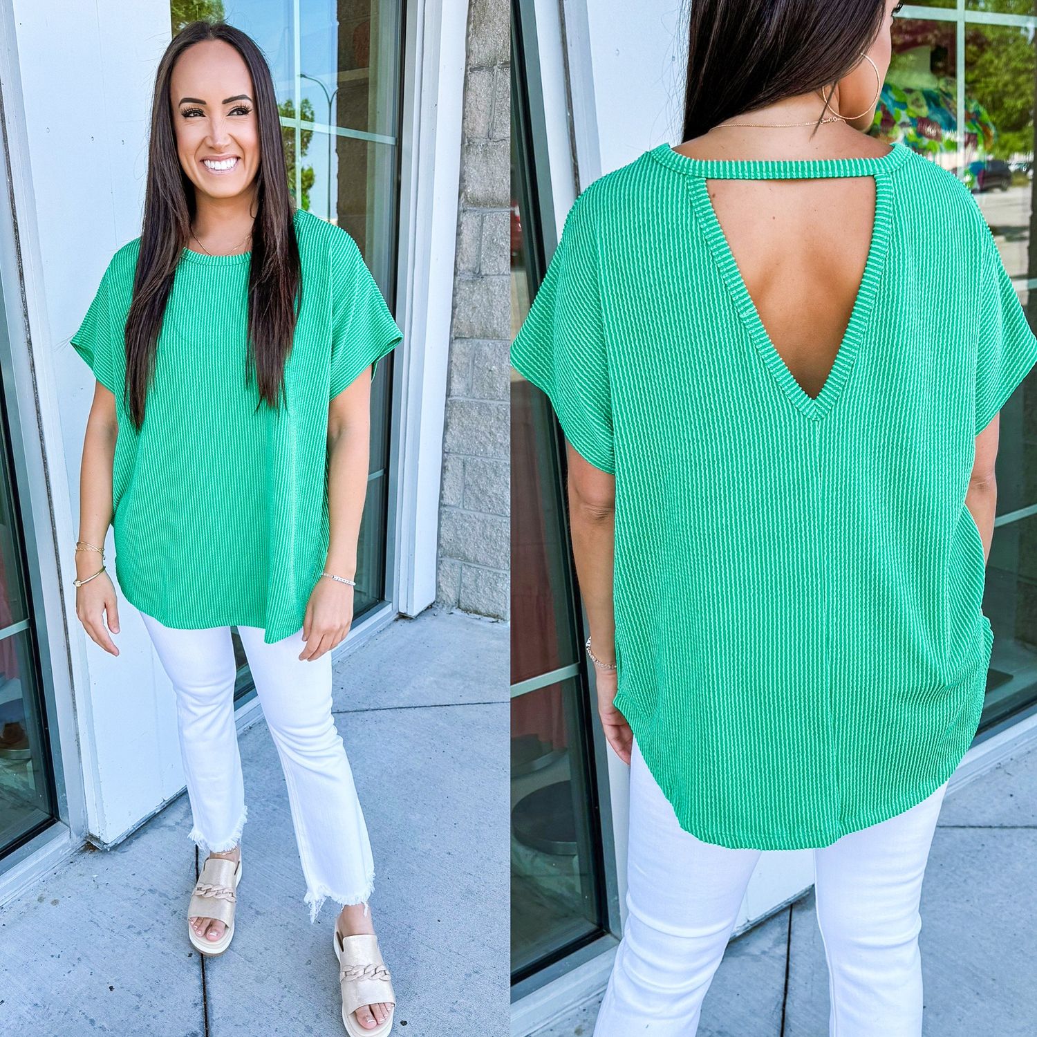 Cut Out Back Ribbed Top