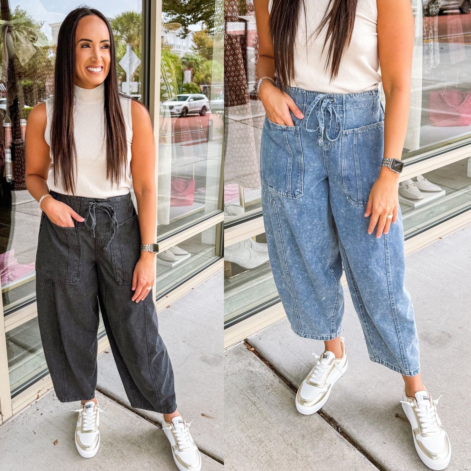 Mid Rise Utility Denim Pants