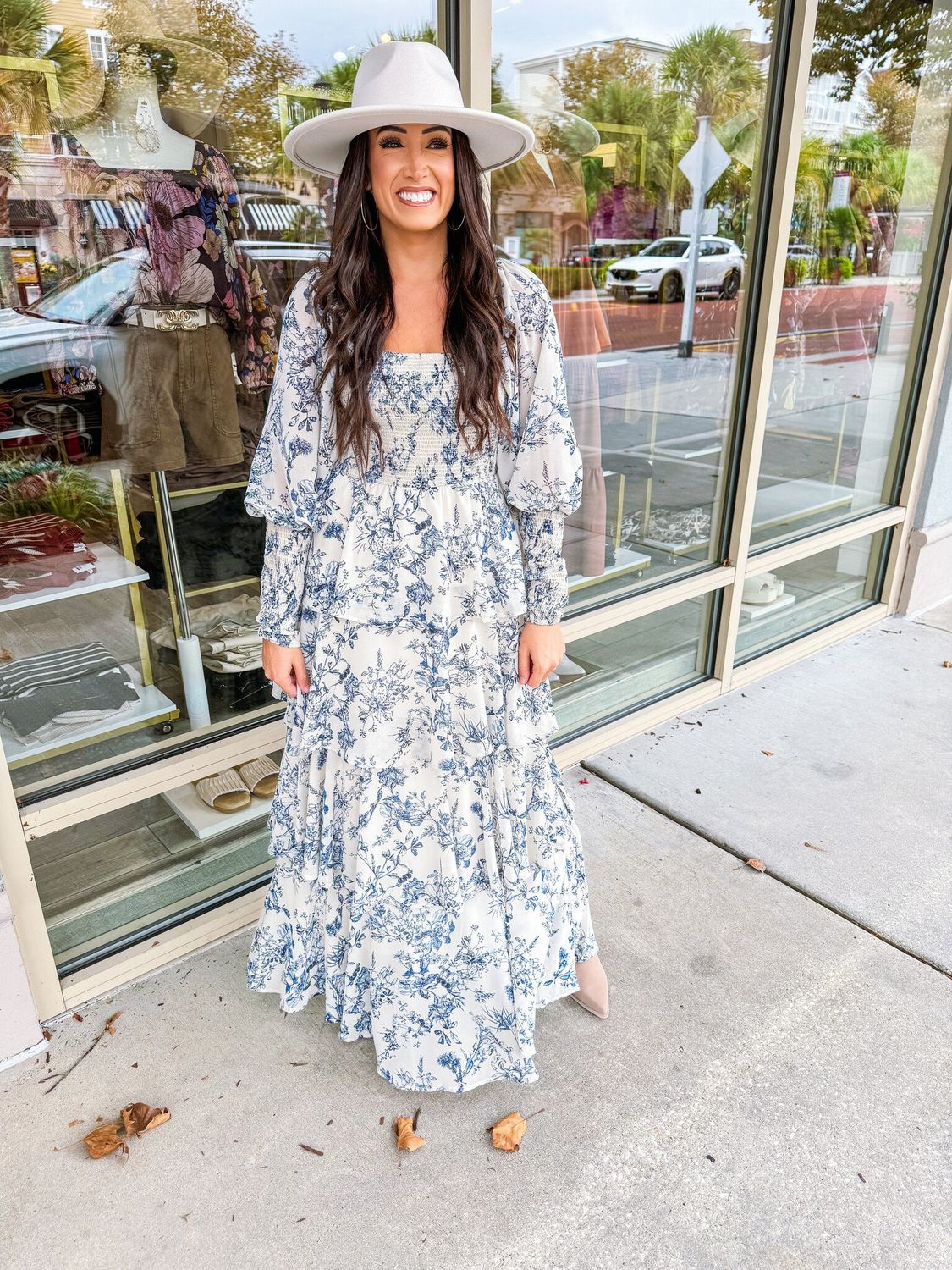 Floral Tiered Maxi Dress - Taupe