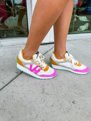 Cosmic 9 Sneakers - Mustard/Neon Pink