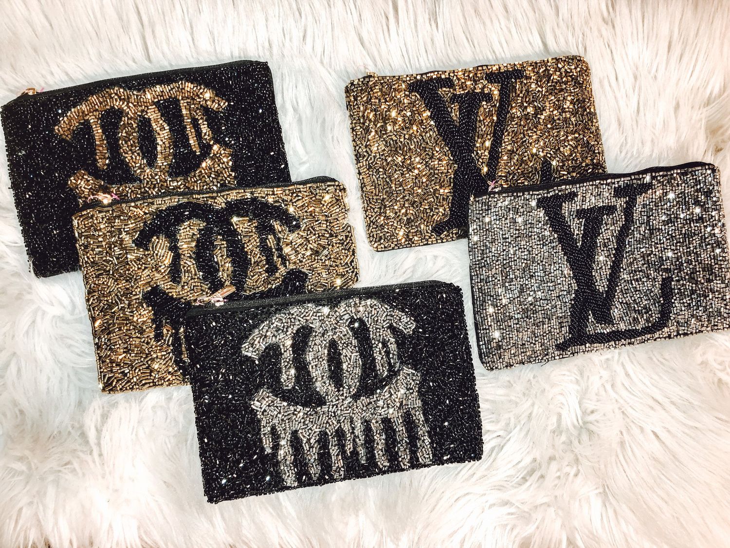 Dripping Designer Beaded Pouch