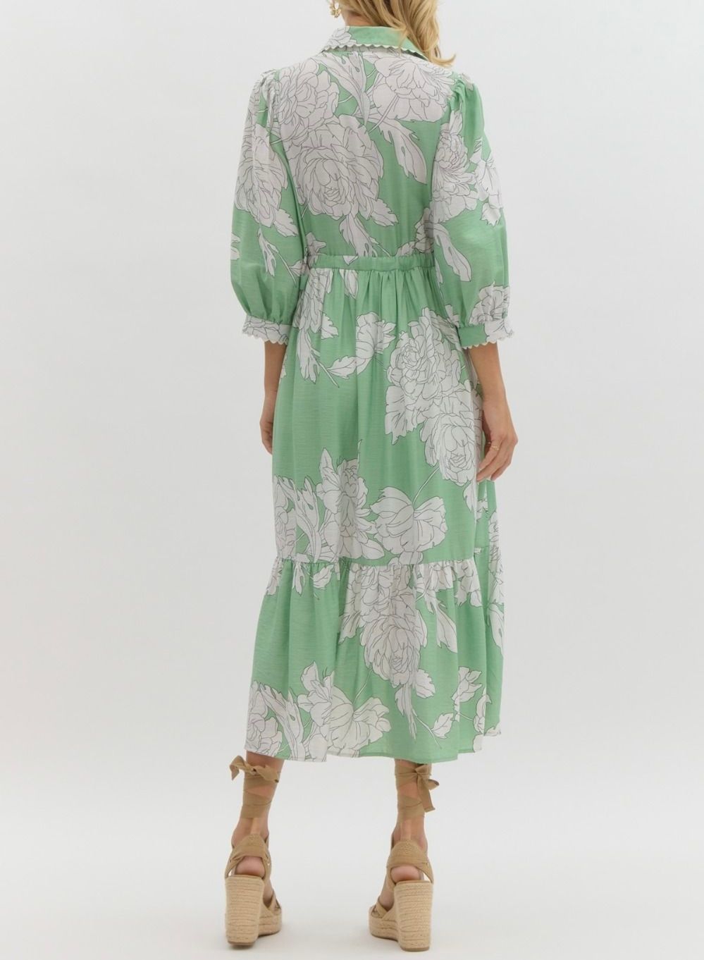 slim fit dress slacks Charo Ruiz Ibiza Cael Floral Scalloped Lace Belted Midi Dress main image 0