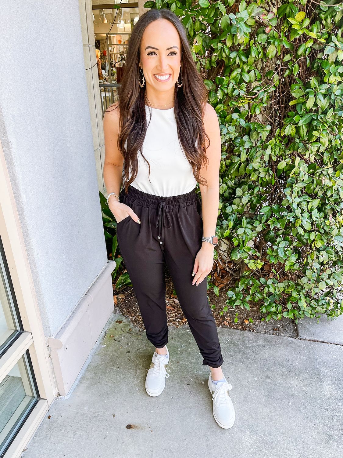 Lena Ruched Joggers - Black