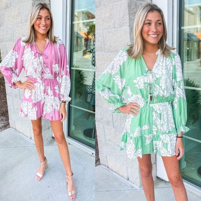 Bow Tie Ruffled Floral Romper