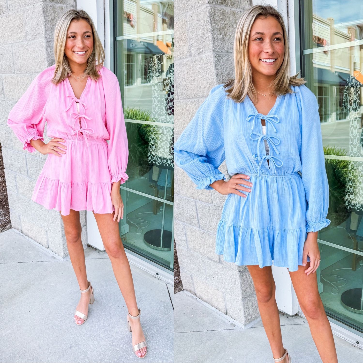 Bow Tie Front Ruffled Romper