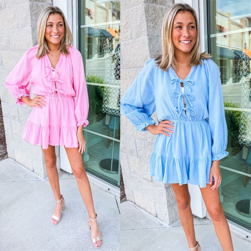 Bow Tie Front Ruffled Romper