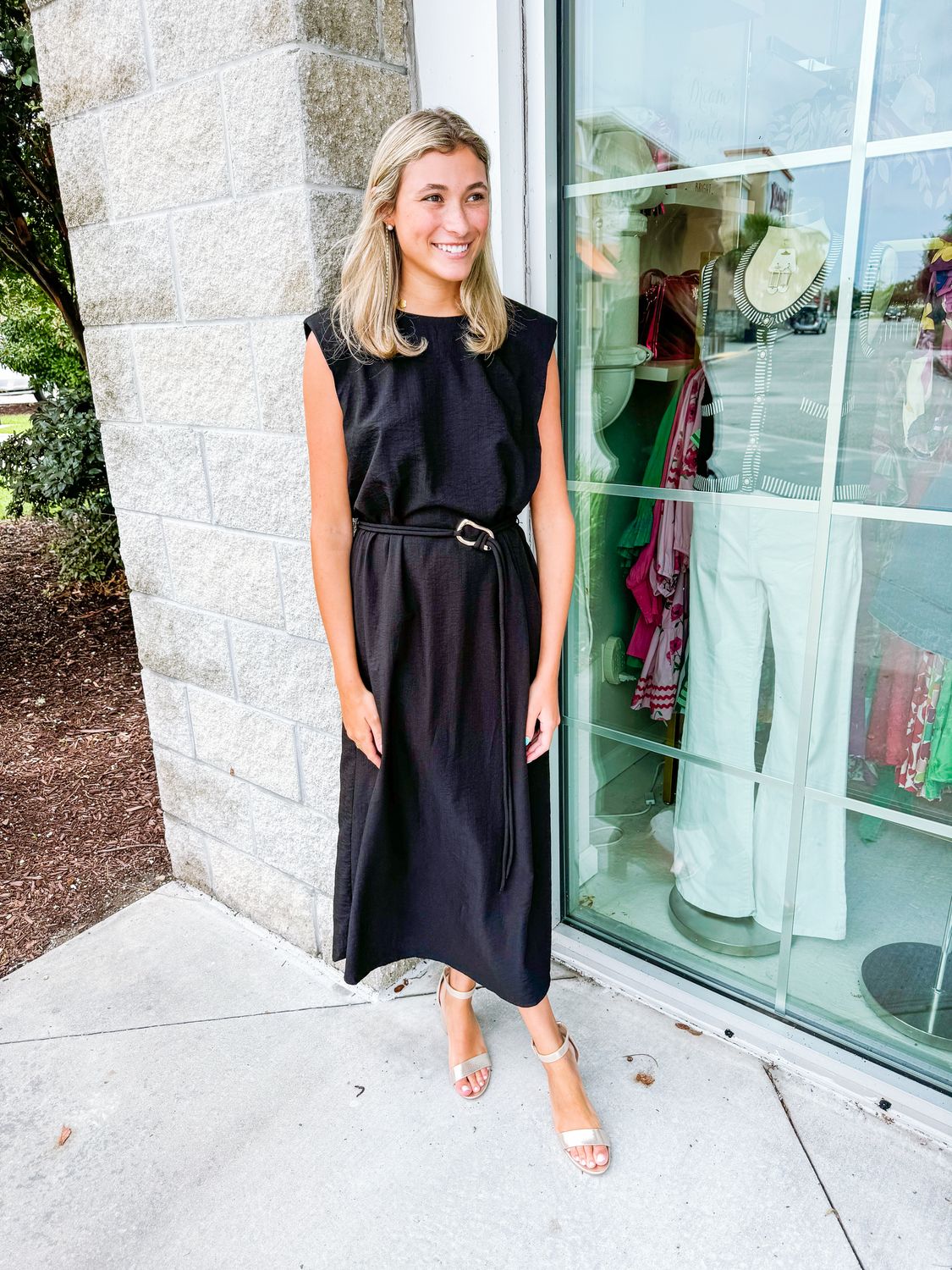 black dress with gold buckle Nita .5