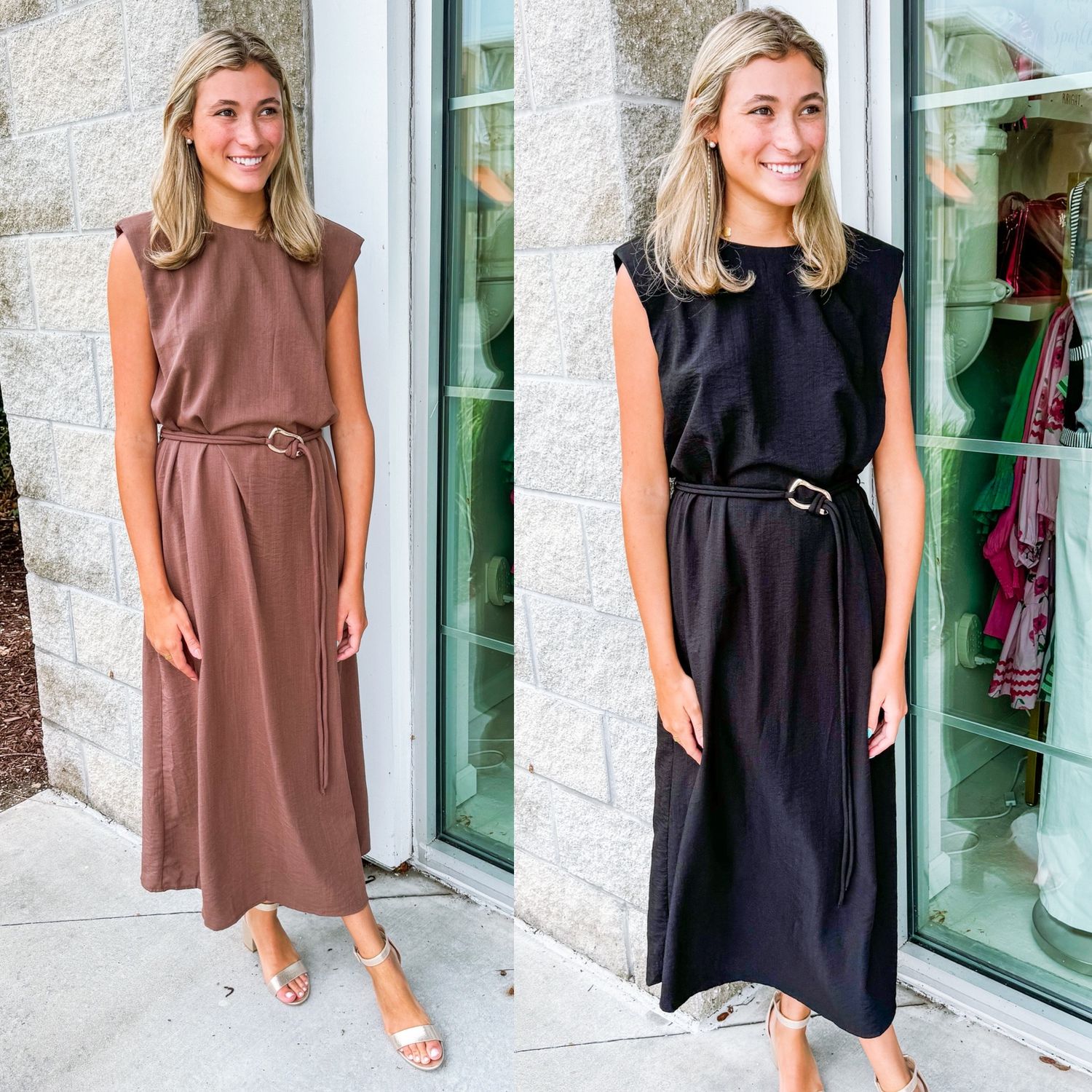 Gold Buckle Midi Dress