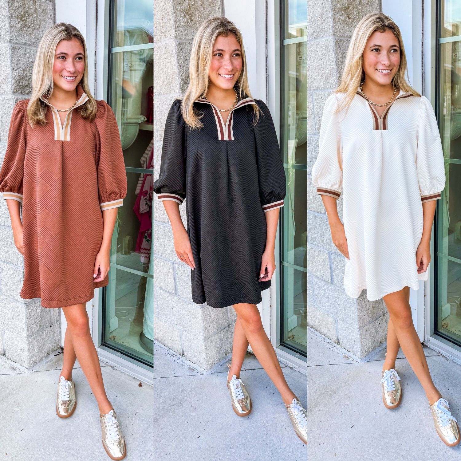 Striped Band Textured Dress