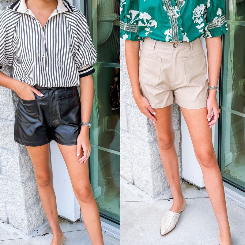 Front Pocket Pleather Shorts