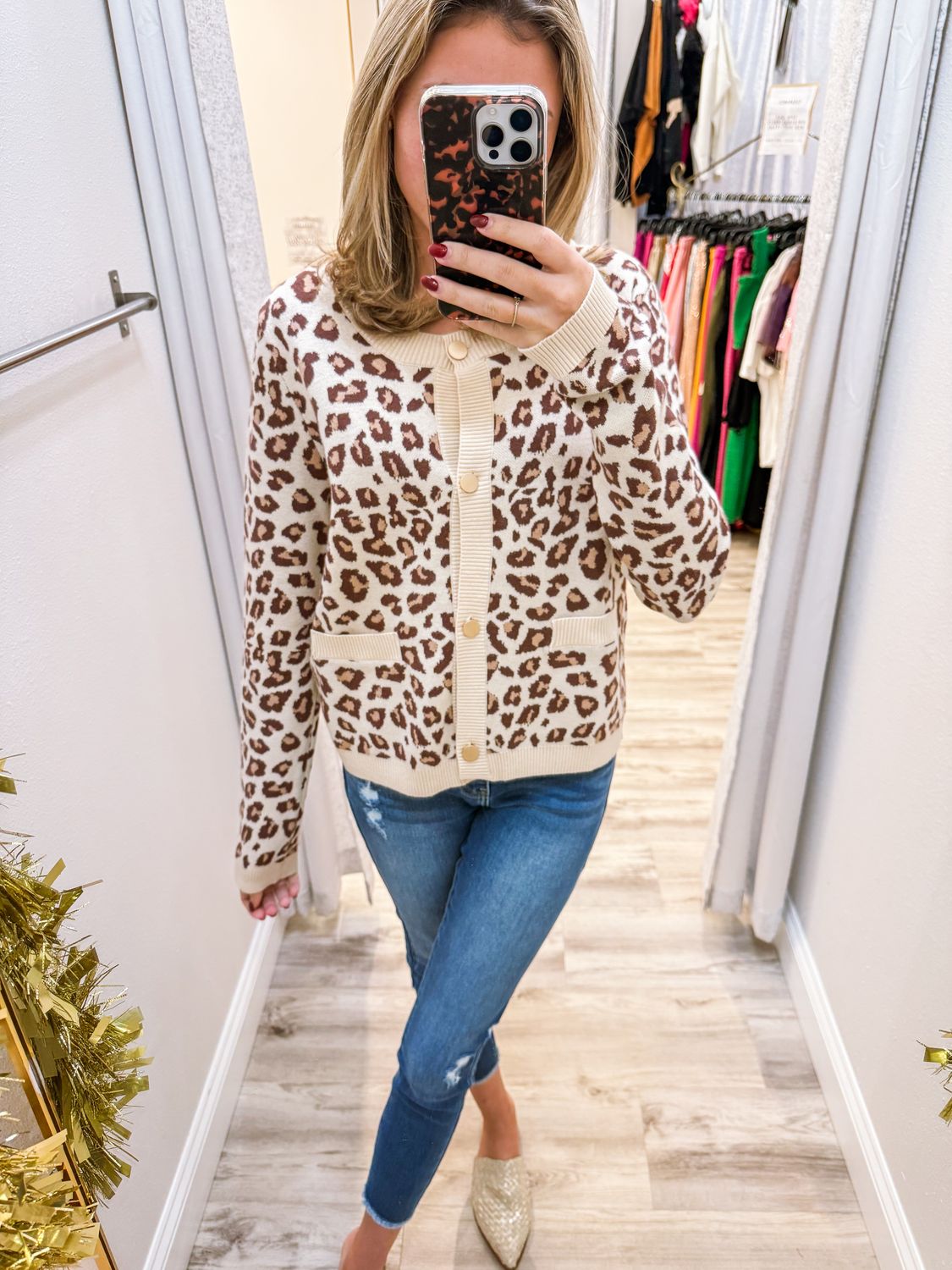 Leopard Sweater Cardigan - Cream