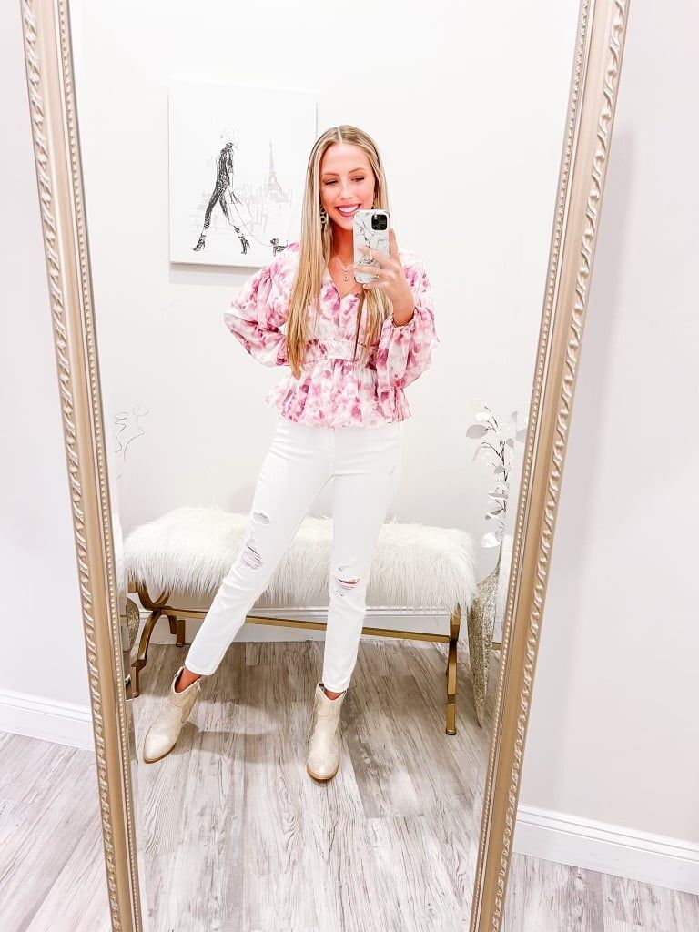 Marble Dye Peplum Top - Magenta FINAL SALE!
