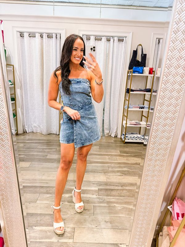 Twisted Strapless Denim Skirt Romper