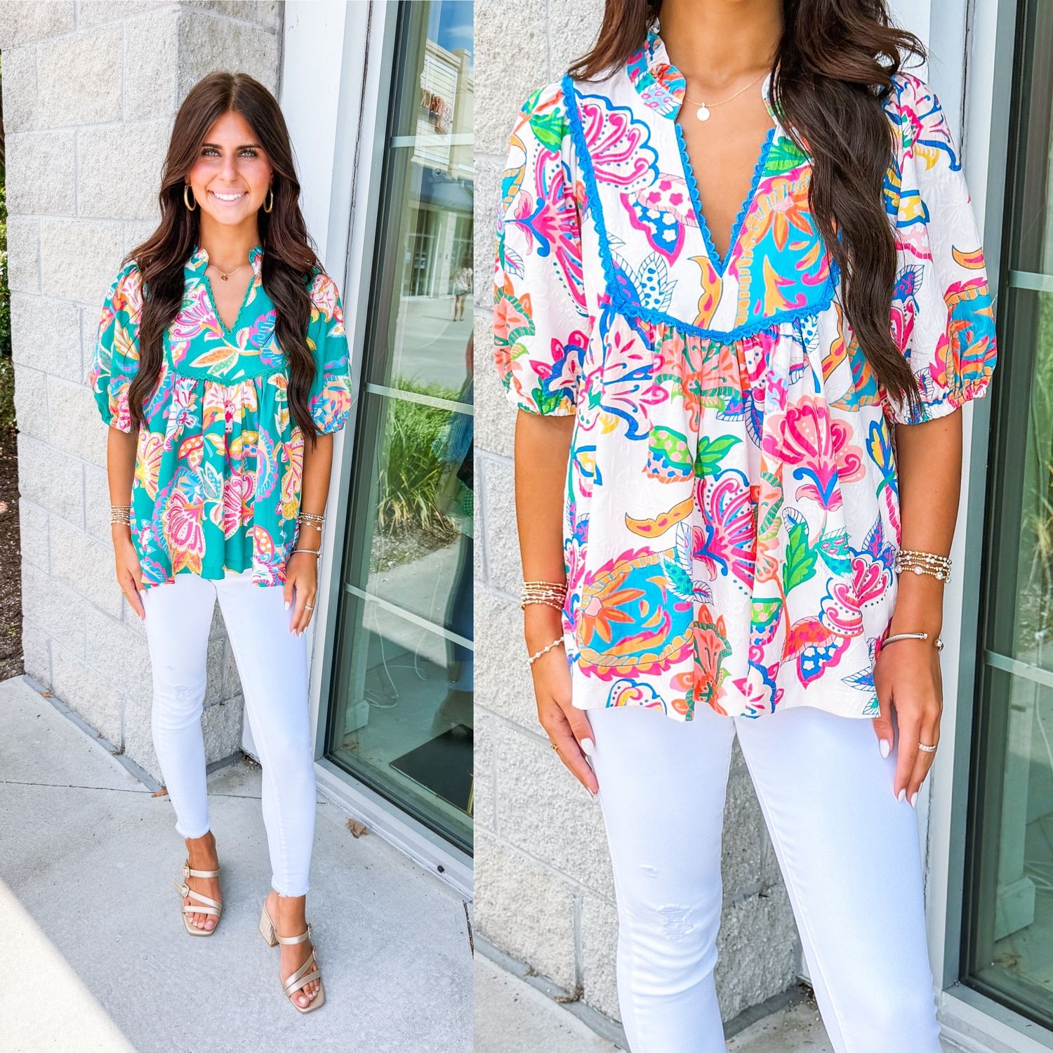 Lace Detail Floral Top
