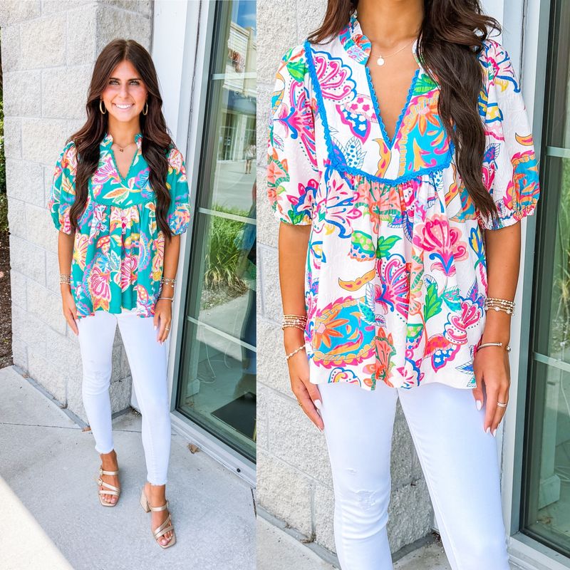 Lace Detail Floral Top