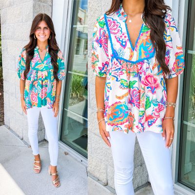 Lace Detail Floral Top